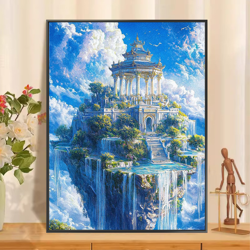 城堡风景数字油画diy填色手工解压涂色手绘油彩画丙烯颜料减压画