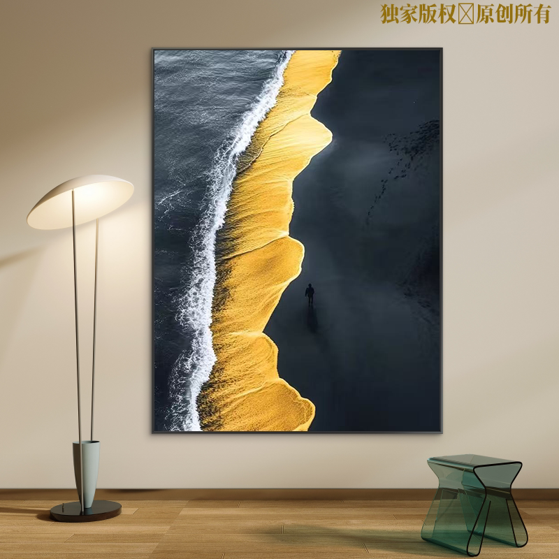 夕阳沙滩数字油画diy填色手工解压手绘油彩画丙烯减压书房画填充