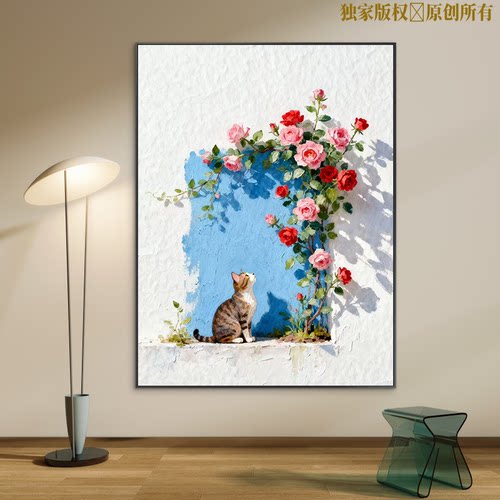 可爱猫咪数字油画diy填色手工解压手绘油彩画丙烯减压书房画填充