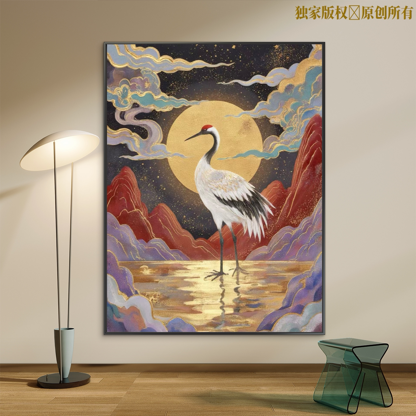 仙鹤风景数字油画diy填色手工简单可爱解压涂色写实客厅手绘装饰