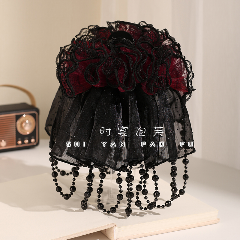 蛋糕裙摆抓夹蕾丝花边流苏波点发饰芭蕾风新款高级感优雅鲨鱼夹女