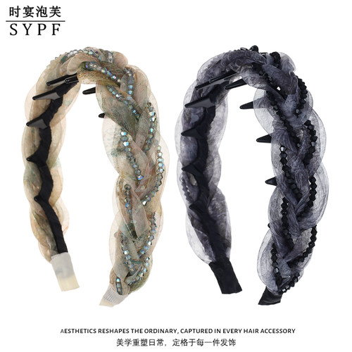 时宴泡芙【璀璨织梦】新中式编织发箍女水墨晕染氛围头箍带齿防滑