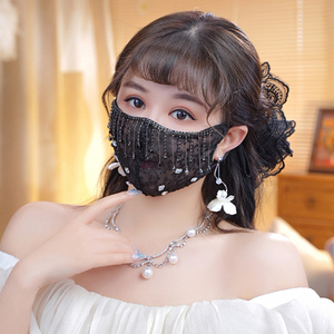 【满天星防晒口罩】网红女主播刺绣蕾丝面罩素颜透气绣花遮阳面纱