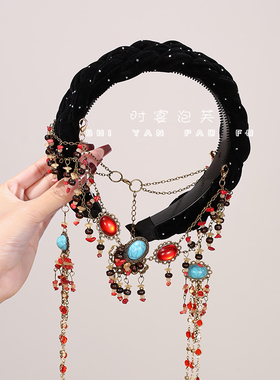 西洲公主发箍异域风情复古发饰民族风宽边手工东宫小枫同款头饰女