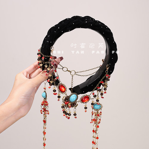 西洲公主发箍异域风情复古发饰民族风宽边手工东宫小枫同款头饰女