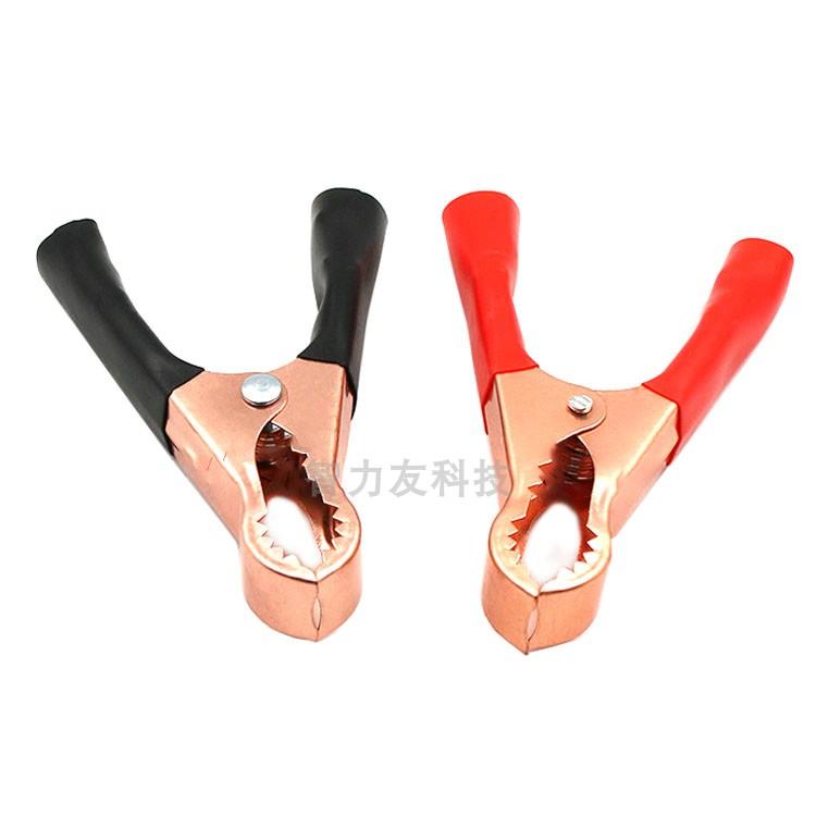电池夹子镀铜电瓶夹12V 24V通用50A镀铜测试夹 鳄鱼夹 带齿充电夹