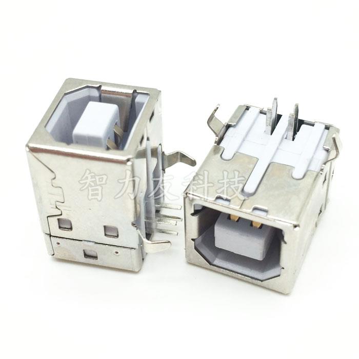 方口 USB插座 USB-B母 D型母座USB接口USB接头打印机座 90度 直拍