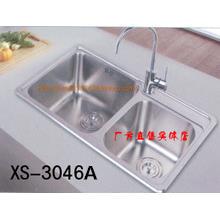 埃美柯XS-3046A 厨房水槽304不锈钢双槽洗菜盆 一体成型厨盆
