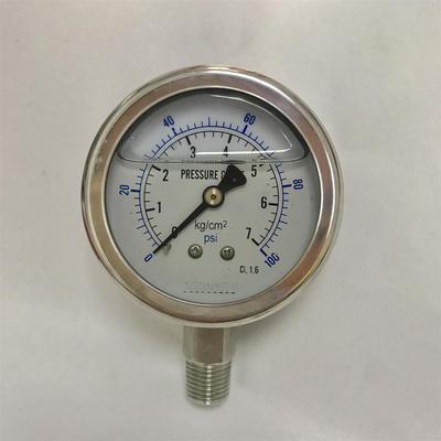 不锈钢压力表 YN-60BF 0-7kg/cm2 0-100psi 螺纹ZG1/4 盘直径68mm