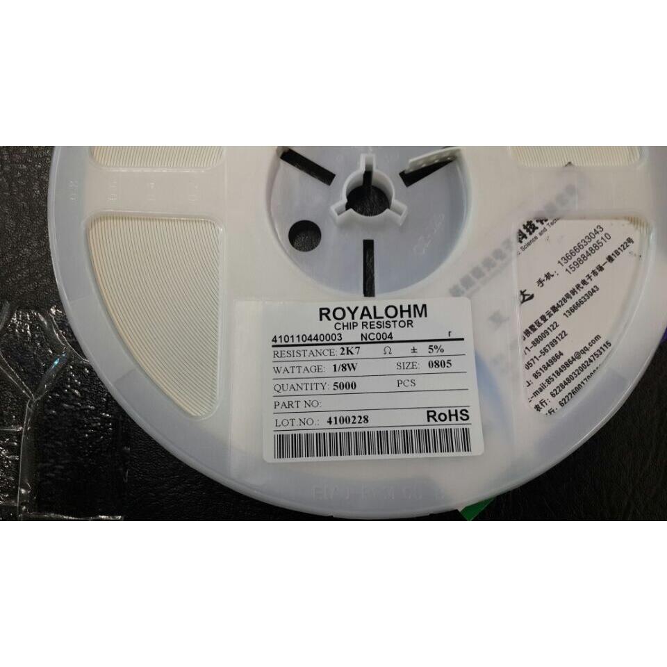 台湾丽智电阻0805 2.7K 2K7欧姆5%贴片电阻5K每盘电阻器电阻系列