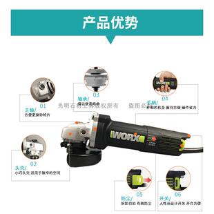 抛光机 打磨 900W角磨机 切割 WORX威克士WU900超大功率角磨机