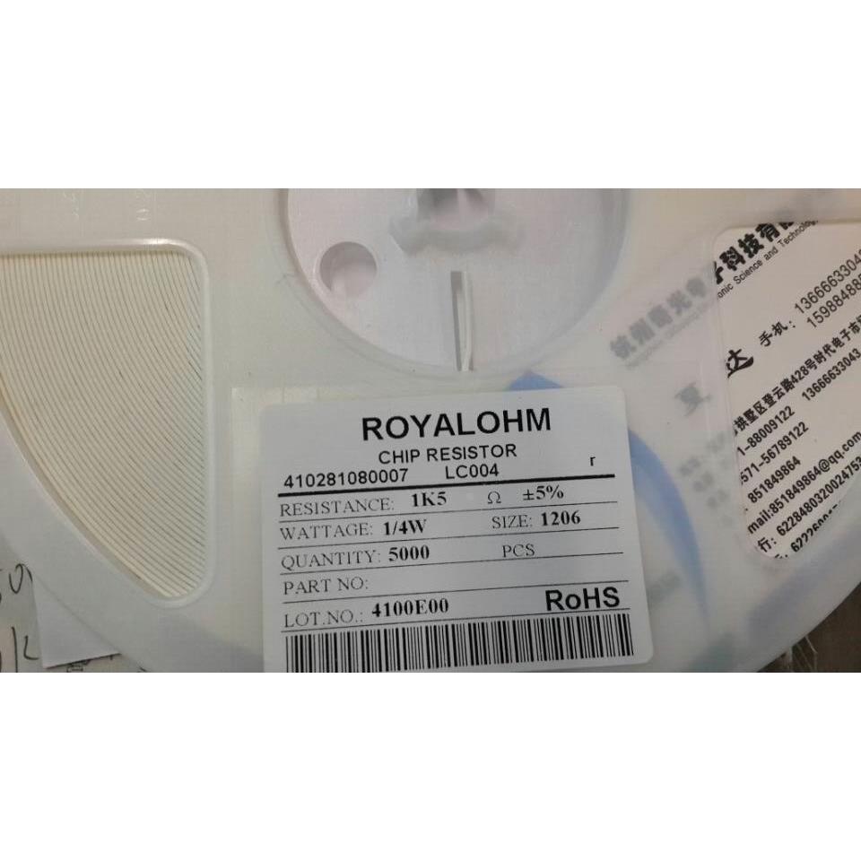 正品厚声电阻1206 1.5K欧姆贴片电阻5% 5K盘 33/盘 贴片陶瓷电阻