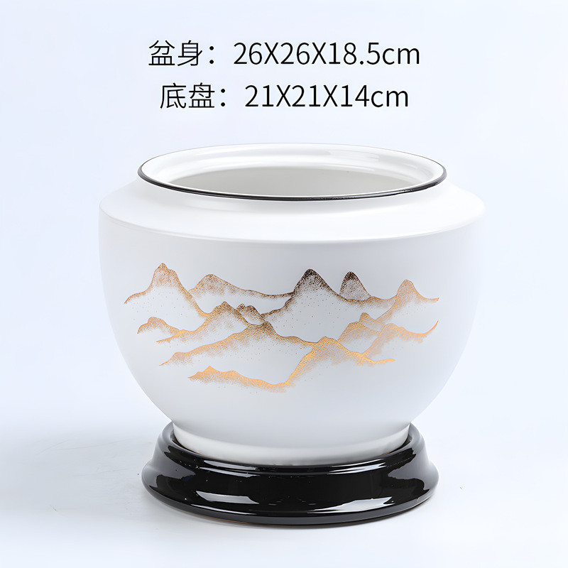 高颜值大口径陶瓷花盆大号家居桌面绿植盆景盆装饰新中式花盆工厂