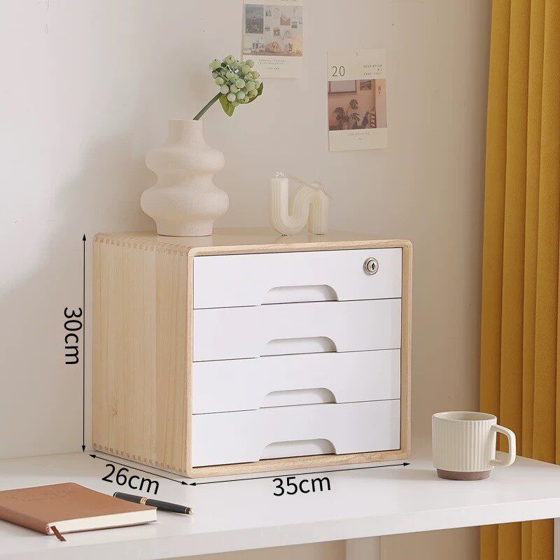 现货办公室a4纸多功能桌面收纳盒书柜简约木整理抽屉式多层储物架