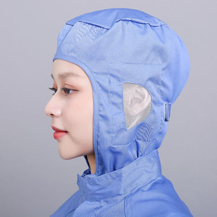 食品加工厂专用工作服薄款 长袖 透气连帽车间生产防尘男女蓝白套装