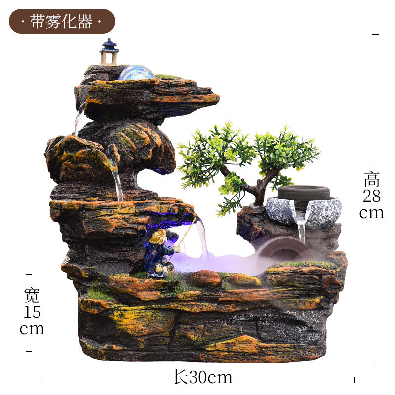 高山流水摆件假山喷泉客厅桌面招财客厅办公室内开业景观循环水礼
