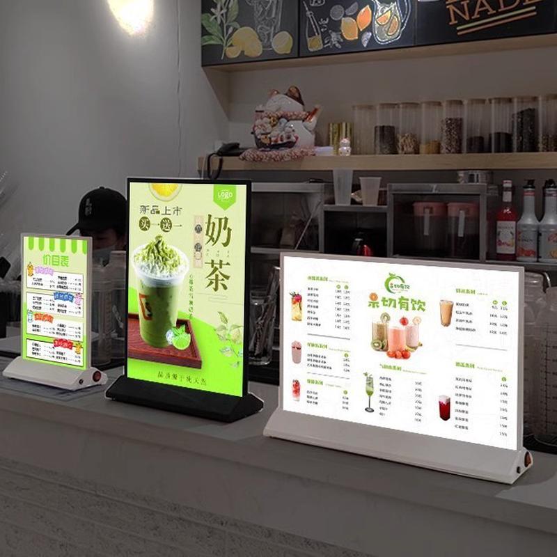 a4发光展示牌双面吧台发光广告牌灯箱桌面式可充电广告抽画灯箱