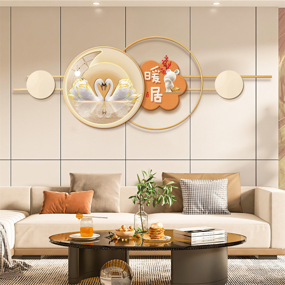 客厅沙发晶瓷画金属铁艺壁画简约背景墙挂画餐厅创意装饰画挂件