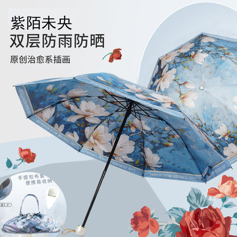 双层太阳伞双层黑胶三折加厚防雨加粗遮阳伞晴雨伞太阳伞,居家日用,伞,淘宝优惠券,粉丝福利购,淘宝优惠卷