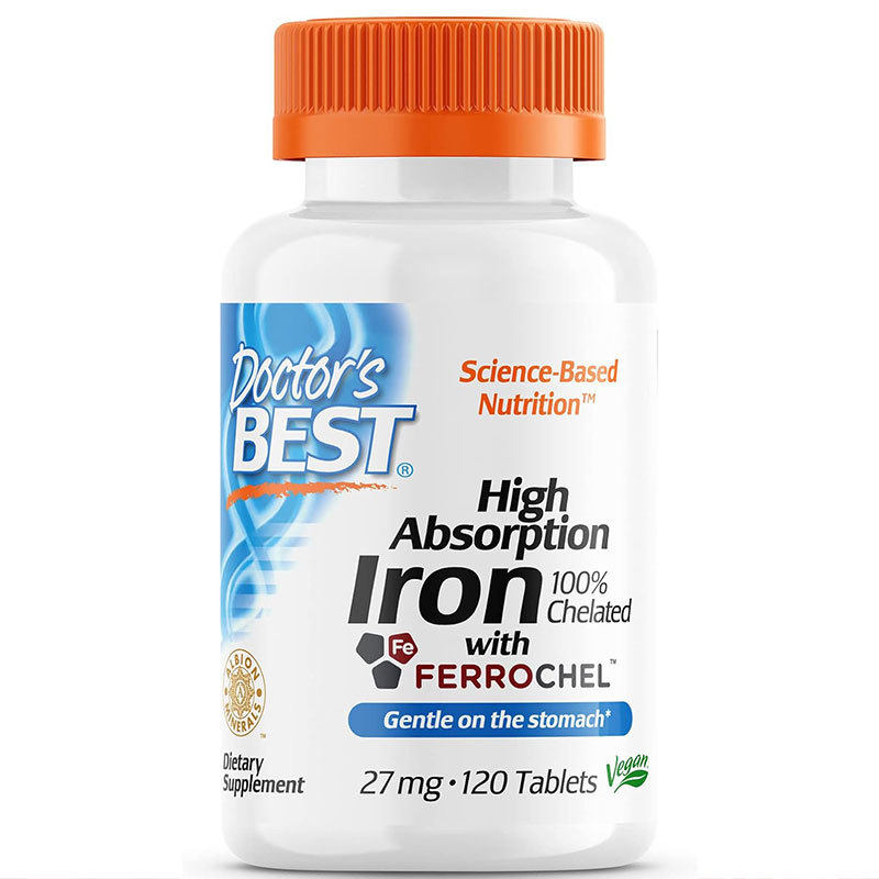 美国直邮 Doctor's Best高吸收铁元素含Ferrochel补血补铁120粒