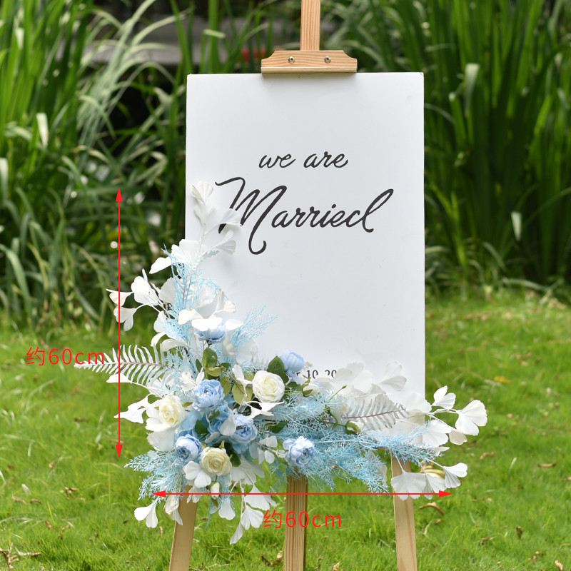 水牌花婚庆引导婚礼迎宾指示牌仿真花艺酒店创意道具牌橱窗摄影