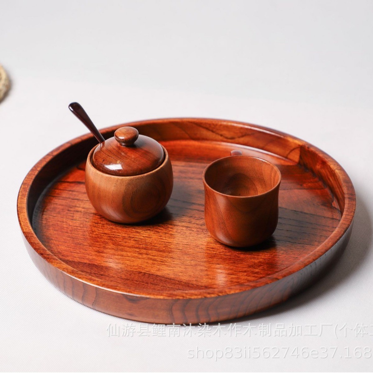 木质木托盘圆形实木盘子大号餐盘纯色复古风茶托盘茶木盘围炉煮茶