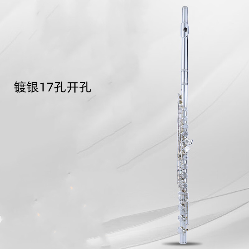 17开孔 闭孔 长笛管乐器 白铜E键C调曲列式附E键镀银初学考级演奏