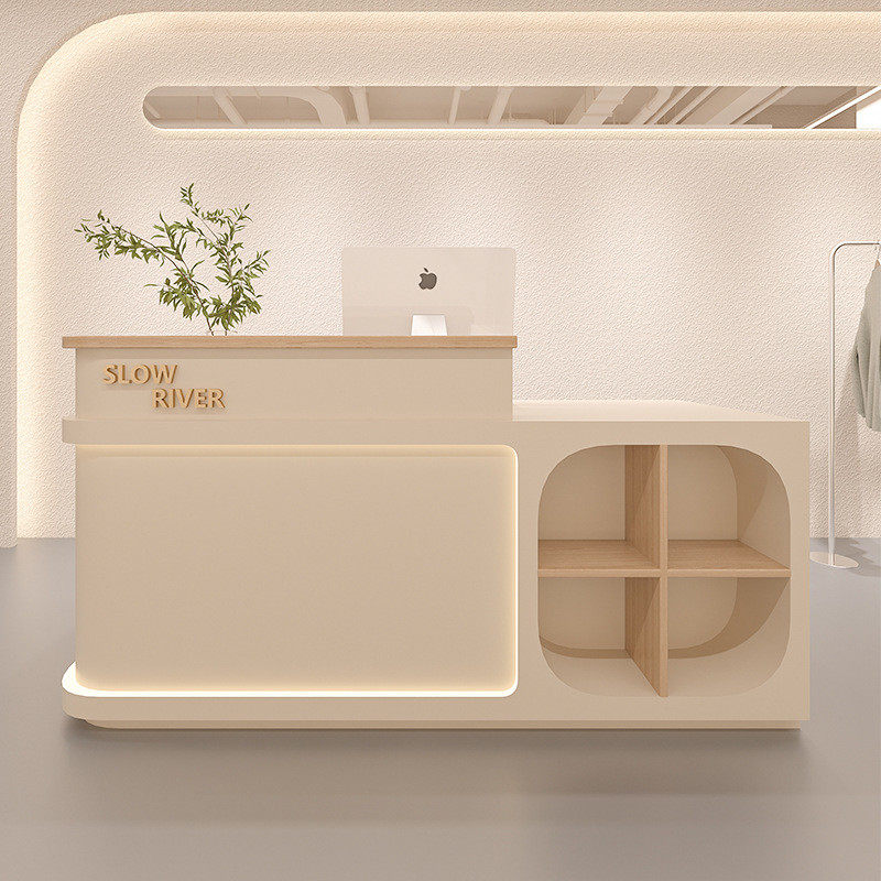 美容美发服装店小型吧台店铺收银台简易奶油风前台网红女装接待柜