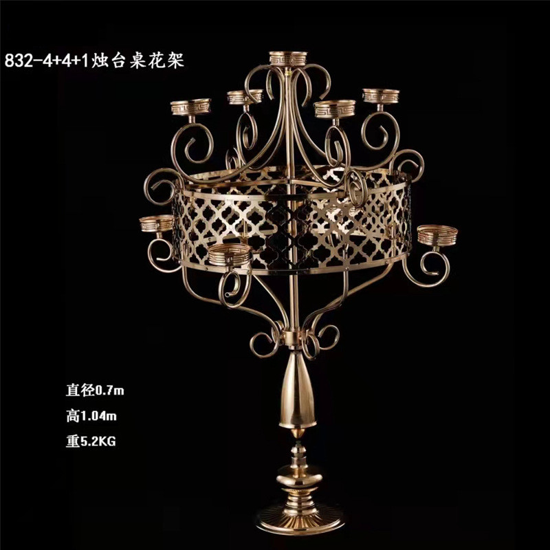 新款铁艺婚庆道具烛台桌花架系列婚礼橱窗商场装饰创意路引摆件
