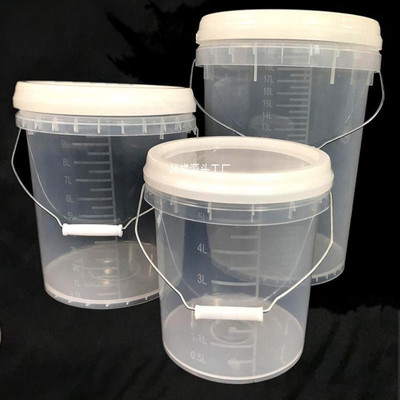 透明塑料桶/带刻度20L10升5公斤2L3大小号计量水桶带盖包邮