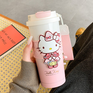 保温杯女生可爱吸管办公室水杯子女新款2025高颜值双饮