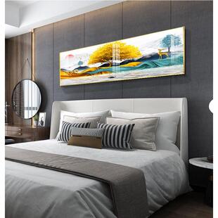 现代风景山水麋鹿晶瓷画客厅卧室床头画背景墙壁画沙发装饰画