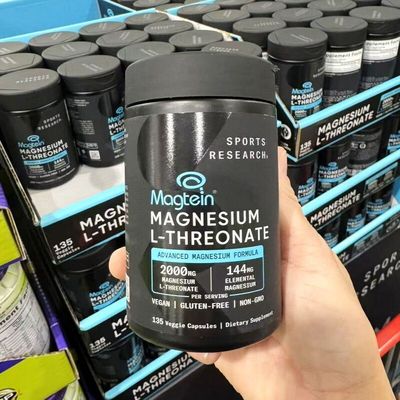美国直邮 Sports Research Magtein L-苏糖酸镁胶囊135粒大脑健康