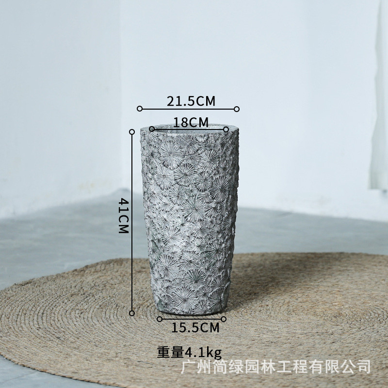 镁泥花盆北欧艺术客厅特大室内外落地北欧商场型号绿植盆栽水泥盆