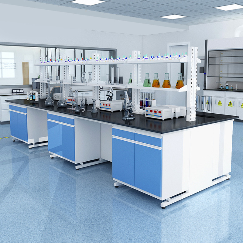 实验室全钢中央工作台钢木边台pp试验操作台化学桌耐腐蚀定制边台