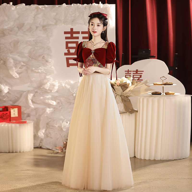 高货速发大码敬酒服新娘高级感晚礼服宴会轻奢气质胖mm订婚在逃公