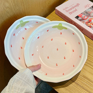 陶瓷餐具釉下彩餐盘高颜值碟子深盘圆盘 可爱盘子家用菜盘2025新款