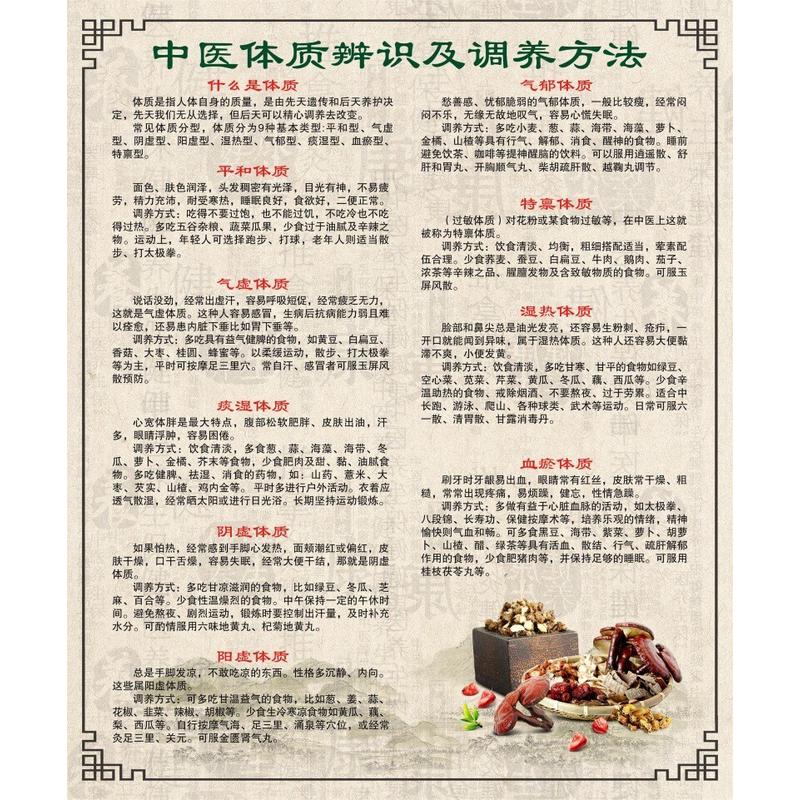 中医养生海报九种体质挂图中医体质辨识及调养方法海报9种体质图