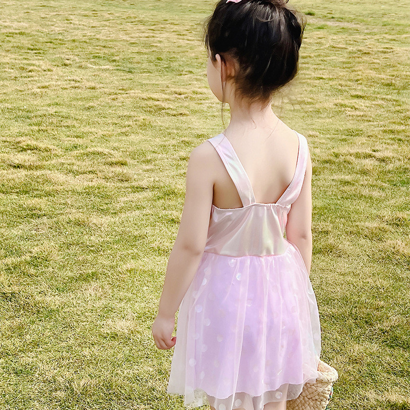 2025夏季新款儿童泳衣女童韩版洋气公主连体裙式中小童女孩游泳衣