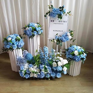 交车仪式布置花艺花球仿真花罗马柱装饰花交车仪式假花场景布置