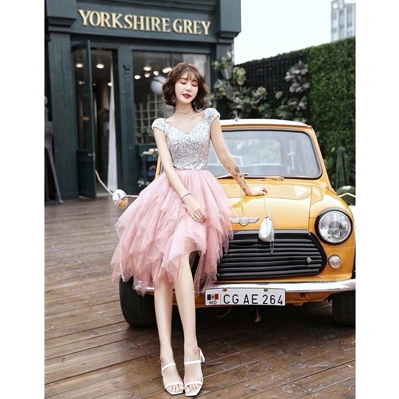 好货粉色高端小晚礼服女2025新款气质短款宴会高贵名媛生日派对裙