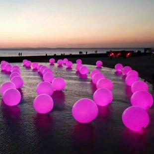 充气触碰发光气球LED落地气模舞台水上手抛互动PVC七彩变色灯光球