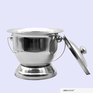 特厚带盖带提手不锈钢痰盂不锈钢尿桶痰盂罐痰桶尿盆矮老人坐.厂