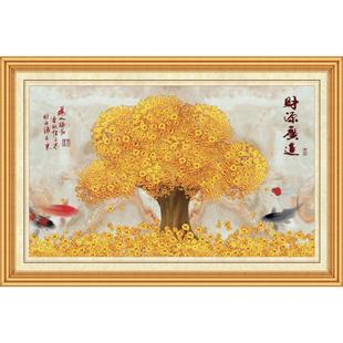 墙画山水风景壁画中堂客厅家居装饰画墙背景画装饰画横幅财源广进