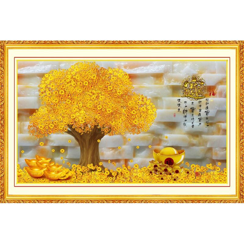 墙画中堂壁画客厅家居沙发电视画背景墙装饰画芯九鱼荷花发财树图片