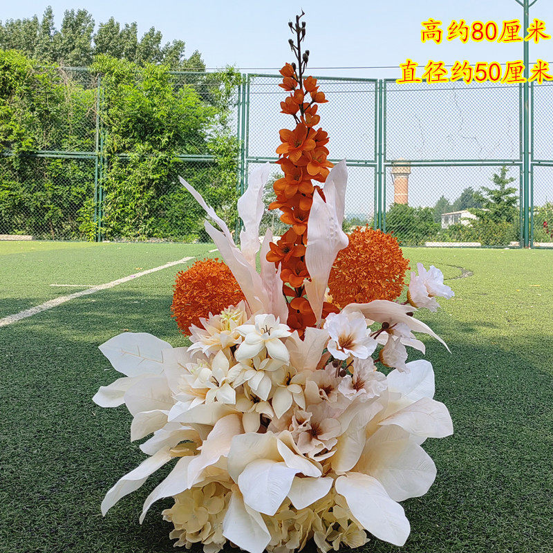 婚庆排婚礼台t台路引花花舞现场布置花排花条装饰ins风仿真花艺