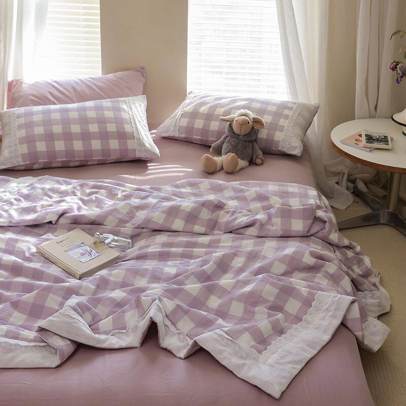 厂家法式纱双层全棉花边大豆夏被被子被芯夏季夏凉被幼儿园2m
