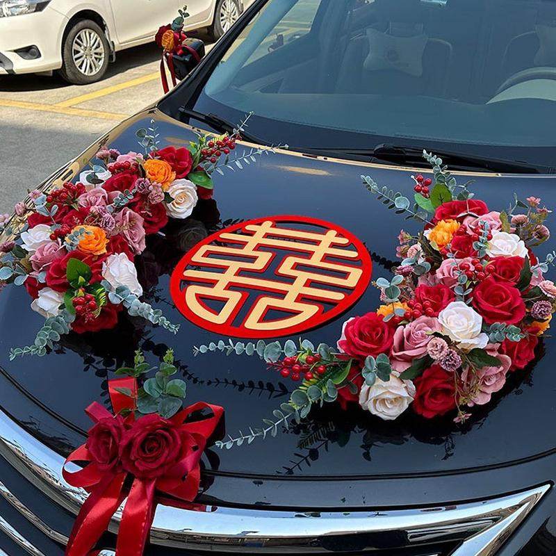 红粉橘主车婚车装饰车头花拉花婚车主车装饰吸盘式仿真头车花全套,鲜花速递/花卉仿真/绿植园艺,婚车鲜花,淘宝优惠券,粉丝福利购,淘宝优惠卷