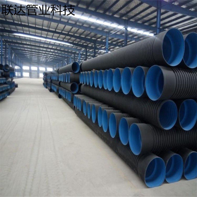 中财HDPE双壁波纹管SN8黑色pe波纹管污水管道DN200