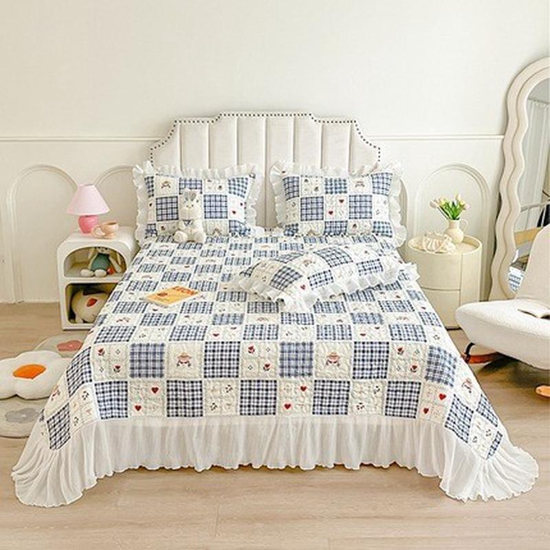 2024新款床盖印花雪纺夹棉系列全棉三件套